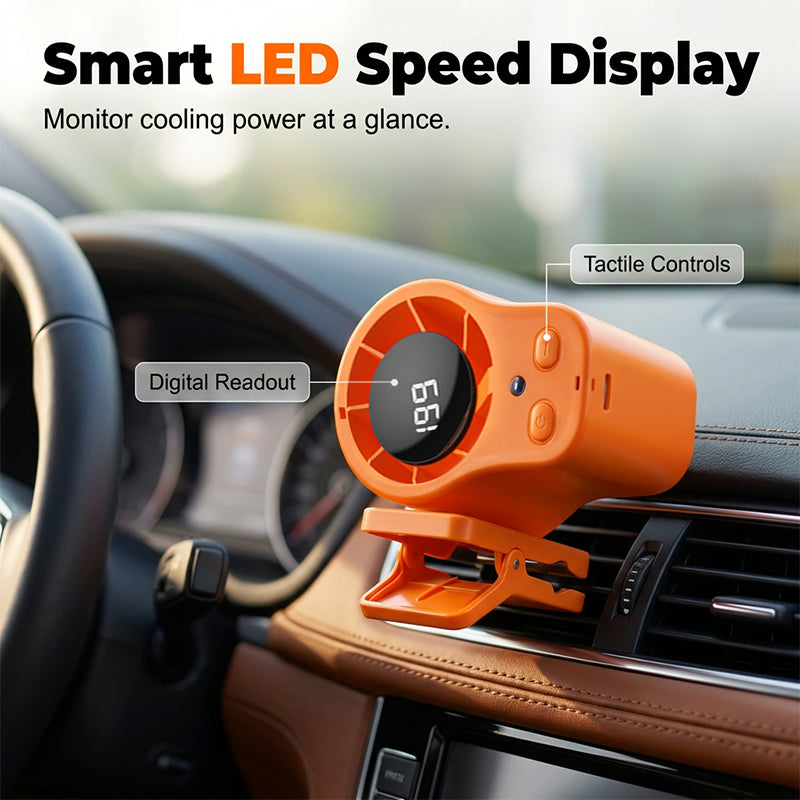 🌀🌬️ PROMO FLASH 56% ! Ventilateur Personnel USB Mains Libres – Fixation Grille Aération Voiture ou Bureau, Écran LED, Silencieux (<36dB), Batterie 2000/4000mAh, 3 Couleurs 🚗