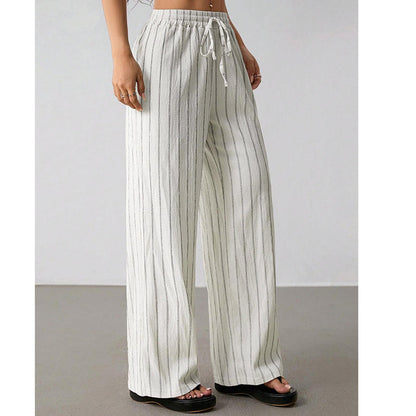 👖 50 % DE RÉDUCTION EN CE MOMENT ! Pantalon large à rayures pour femme avec cordon de serrage – Léger, respirant et à taille ajustable pour un look chic et décontracté ✨🍃