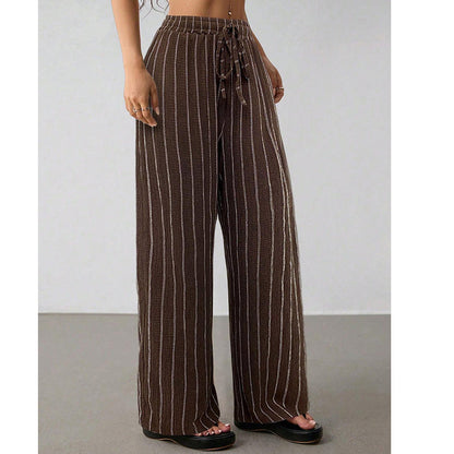 👖 50 % DE RÉDUCTION EN CE MOMENT ! Pantalon large à rayures pour femme avec cordon de serrage – Léger, respirant et à taille ajustable pour un look chic et décontracté ✨🍃