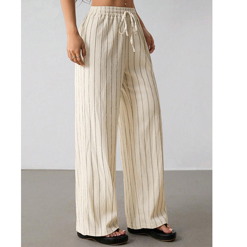 👖 50 % DE RÉDUCTION EN CE MOMENT ! Pantalon large à rayures pour femme avec cordon de serrage – Léger, respirant et à taille ajustable pour un look chic et décontracté ✨🍃