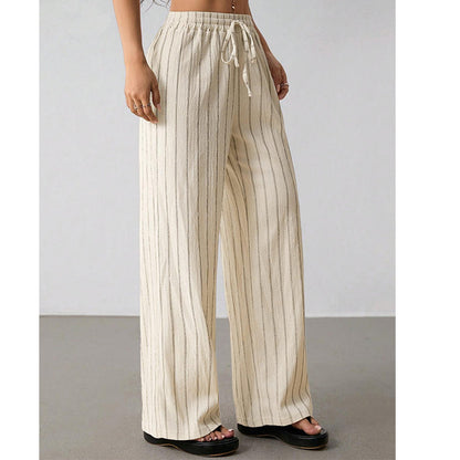 👖 50 % DE RÉDUCTION EN CE MOMENT ! Pantalon large à rayures pour femme avec cordon de serrage – Léger, respirant et à taille ajustable pour un look chic et décontracté ✨🍃