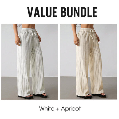 👖 50 % DE RÉDUCTION EN CE MOMENT ! Pantalon large à rayures pour femme avec cordon de serrage – Léger, respirant et à taille ajustable pour un look chic et décontracté ✨🍃
