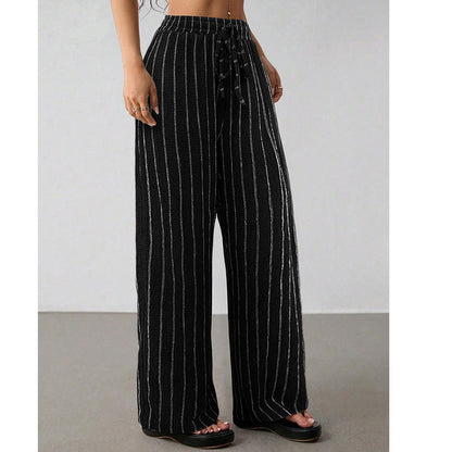 👖 50 % DE RÉDUCTION EN CE MOMENT ! Pantalon large à rayures pour femme avec cordon de serrage – Léger, respirant et à taille ajustable pour un look chic et décontracté ✨🍃
