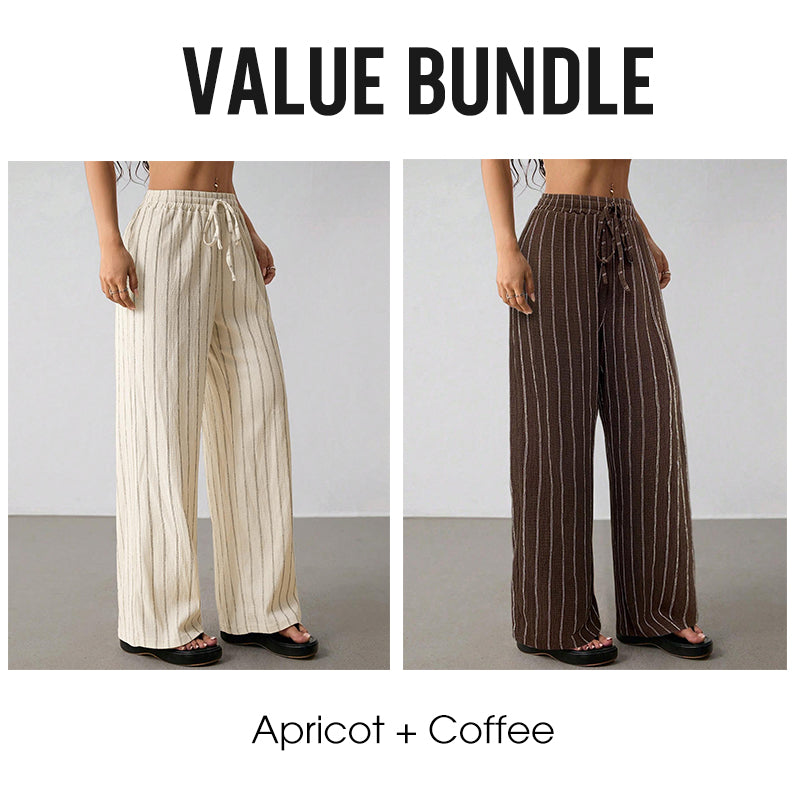 👖 50 % DE RÉDUCTION EN CE MOMENT ! Pantalon large à rayures pour femme avec cordon de serrage – Léger, respirant et à taille ajustable pour un look chic et décontracté ✨🍃