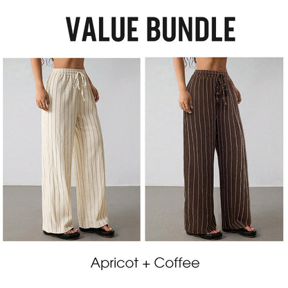 👖 50 % DE RÉDUCTION EN CE MOMENT ! Pantalon large à rayures pour femme avec cordon de serrage – Léger, respirant et à taille ajustable pour un look chic et décontracté ✨🍃