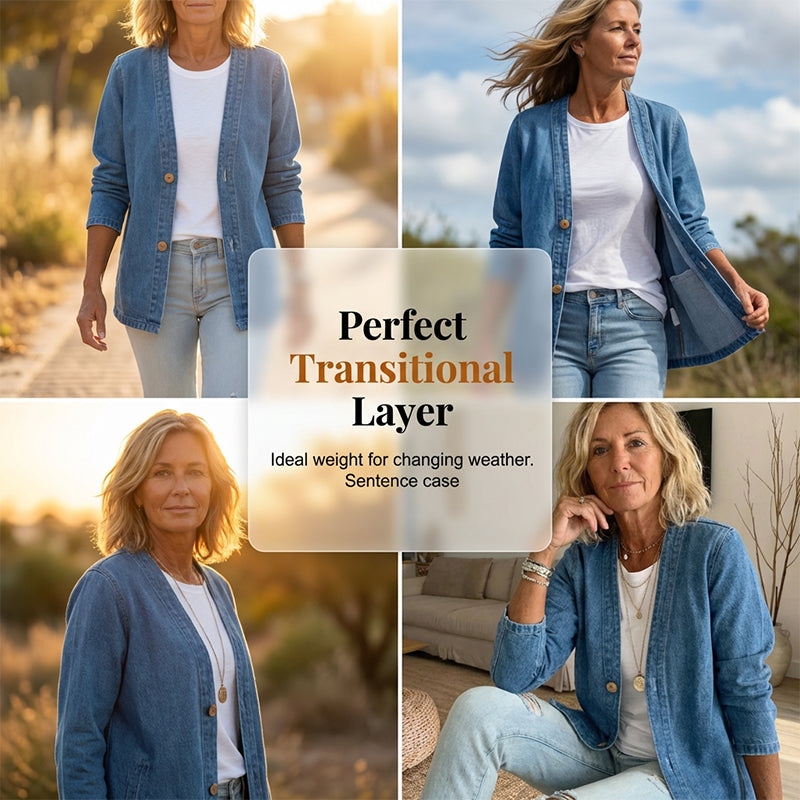 📢📢60 % DE RÉDUCTION !!!⏰Veste en jean classique à boutons pour femme