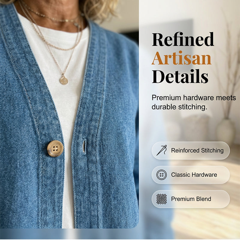 📢📢60 % DE RÉDUCTION !!!⏰Veste en jean classique à boutons pour femme