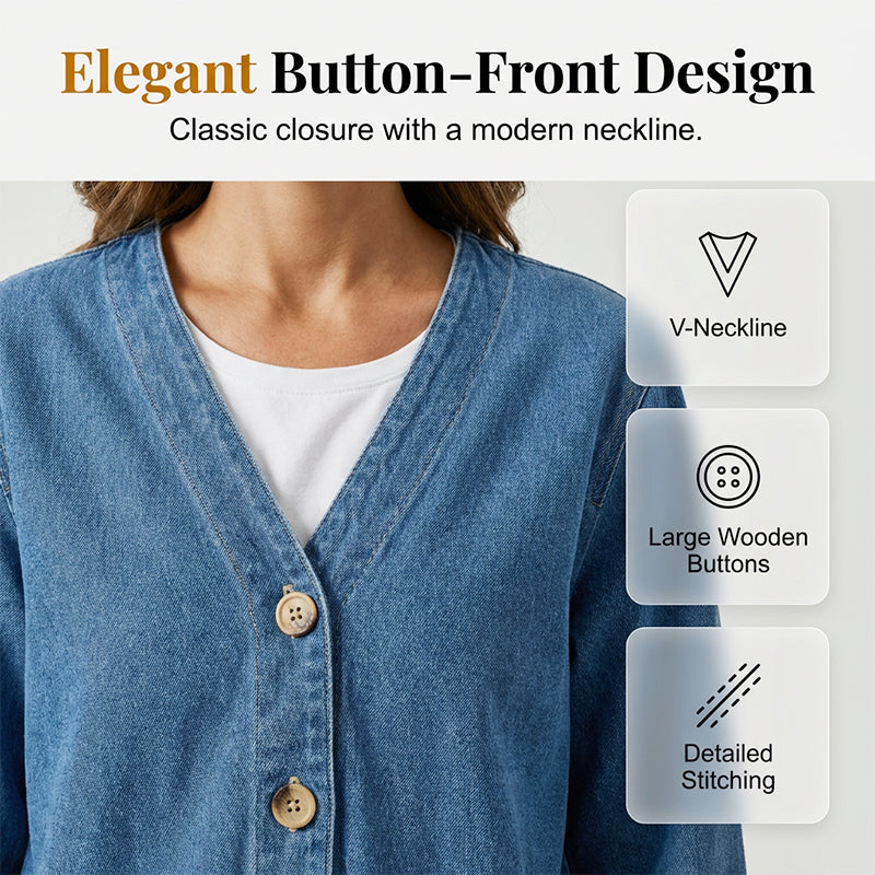 📢📢60 % DE RÉDUCTION !!!⏰Veste en jean classique à boutons pour femme
