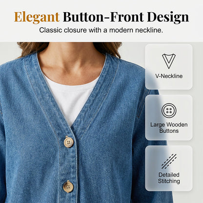 📢📢60 % DE RÉDUCTION !!!⏰Veste en jean classique à boutons pour femme