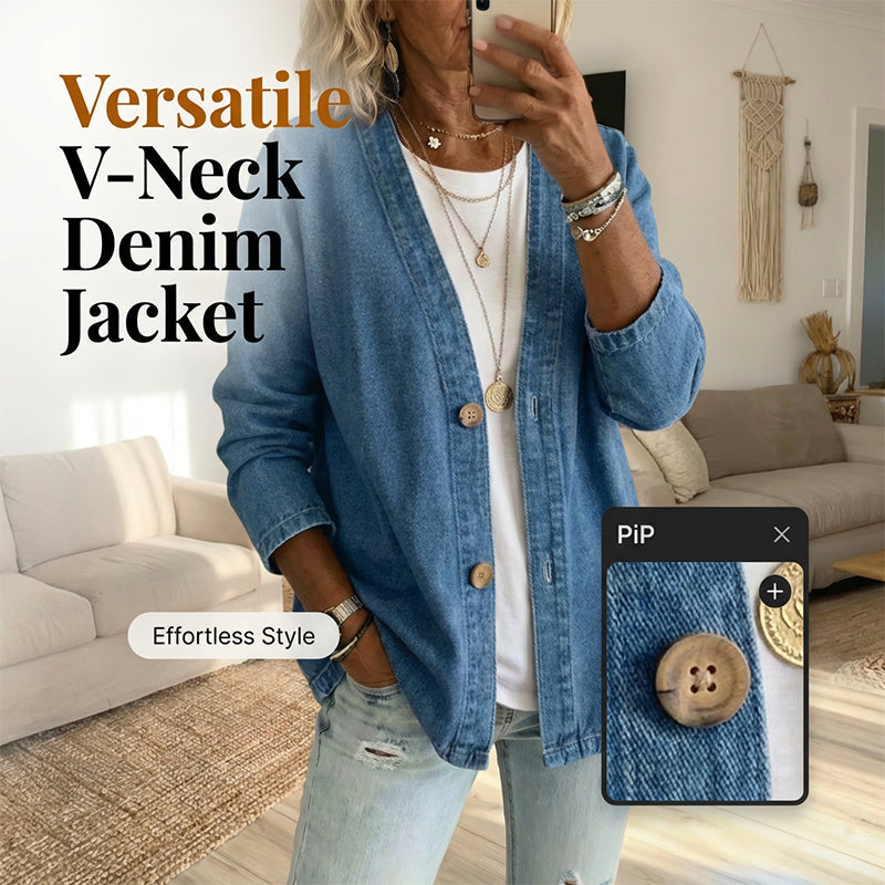 📢📢60 % DE RÉDUCTION !!!⏰Veste en jean classique à boutons pour femme