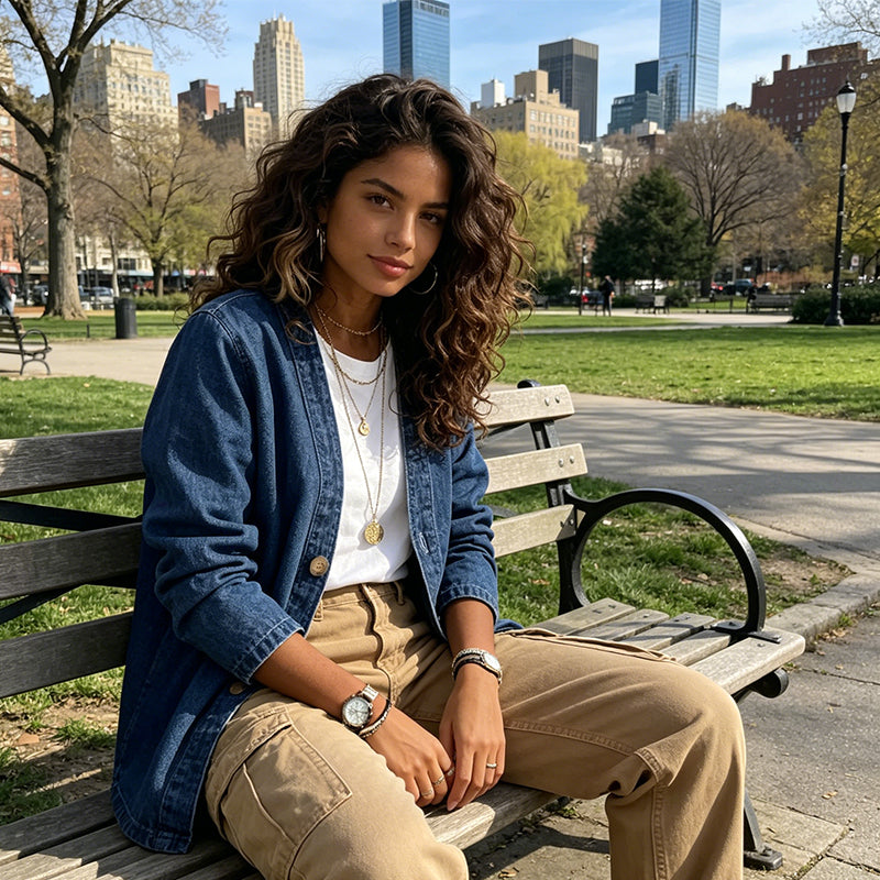 📢📢60 % DE RÉDUCTION !!!⏰Veste en jean classique à boutons pour femme