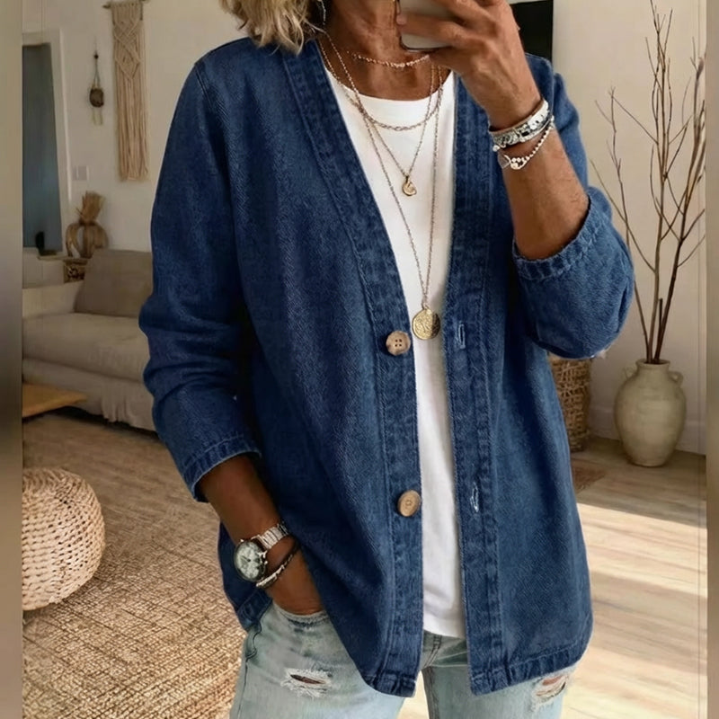 📢📢60 % DE RÉDUCTION !!!⏰Veste en jean classique à boutons pour femme
