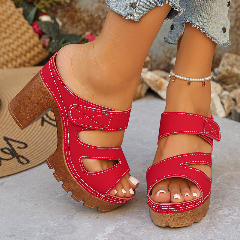 Sandales Mules à Talon Bloc et Plateforme pour Femme