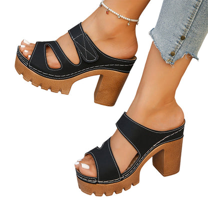 Sandales Mules à Talon Bloc et Plateforme pour Femme