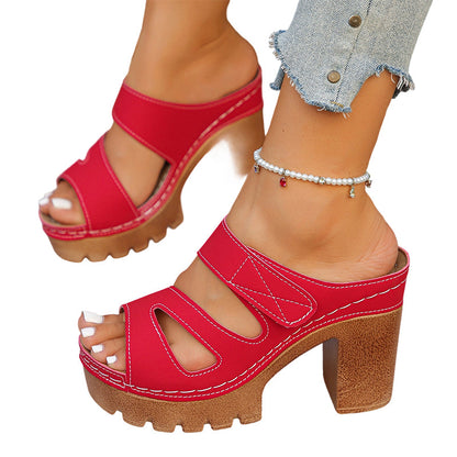 Sandales Mules à Talon Bloc et Plateforme pour Femme