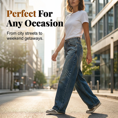Jean barrel taille haute décontracté pour femme