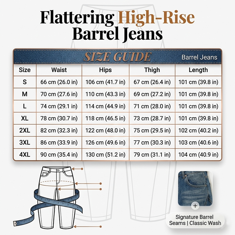 Jean barrel taille haute décontracté pour femme