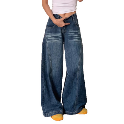 Jean barrel taille haute décontracté pour femme