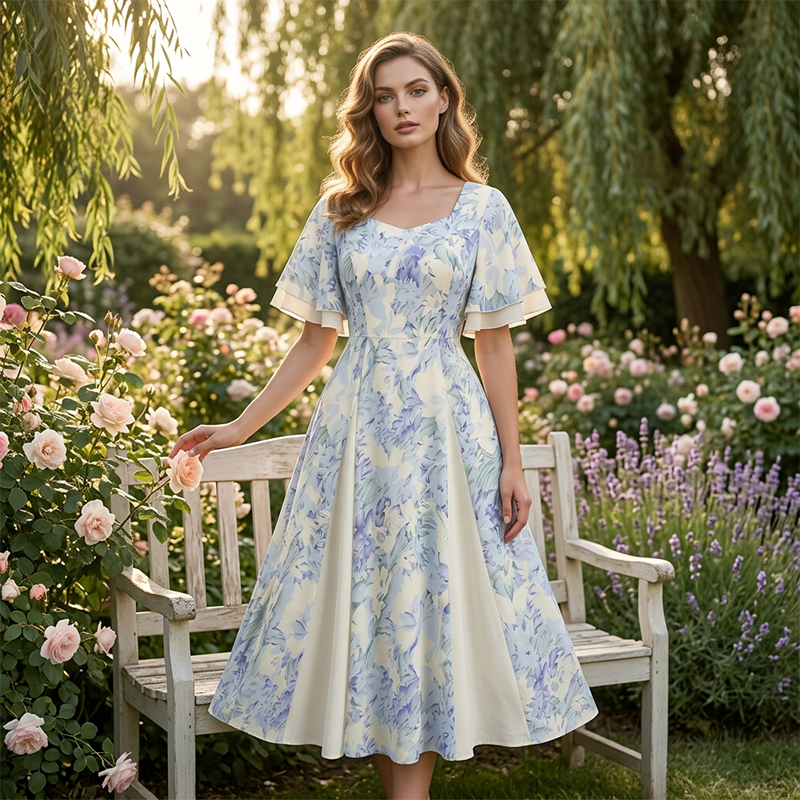 🔥Offres spéciales - Robe évasée à manches flottantes🌸