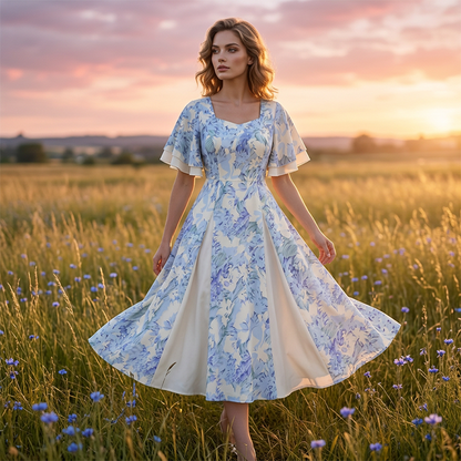 🔥Offres spéciales - Robe évasée à manches flottantes🌸