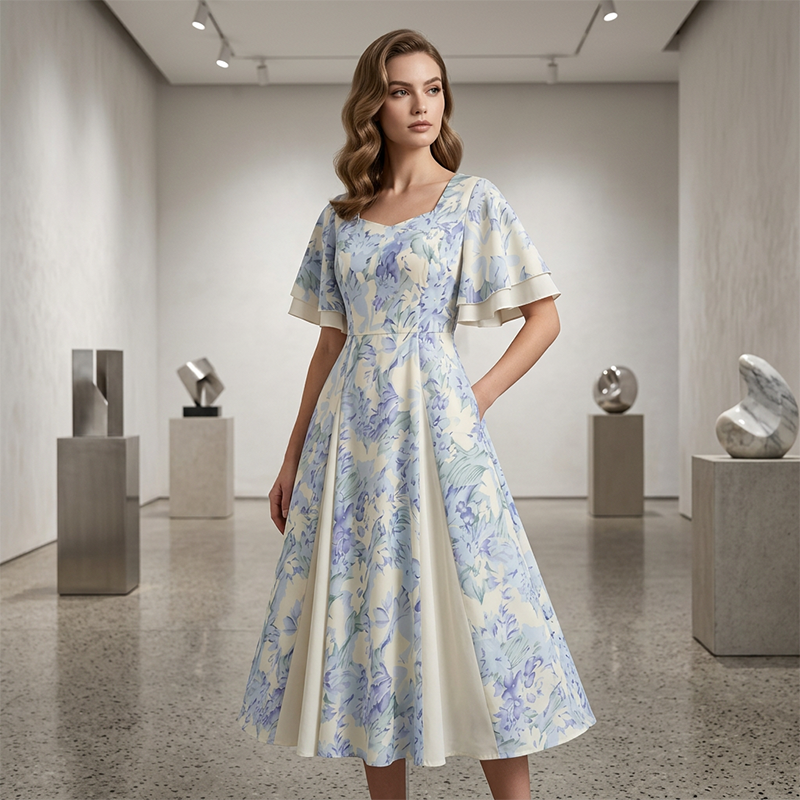 🔥Offres spéciales - Robe évasée à manches flottantes🌸