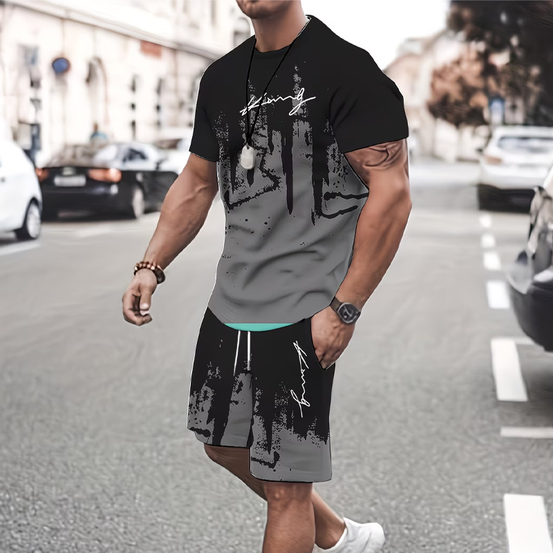 👕 60% DE RÉDUCTION EN CE MOMENT ! 🔥 Ensemble t-shirt et short à imprimé graphique pour homme – Tissu doux, design audacieux, idéal pour les journées d'été ☀️