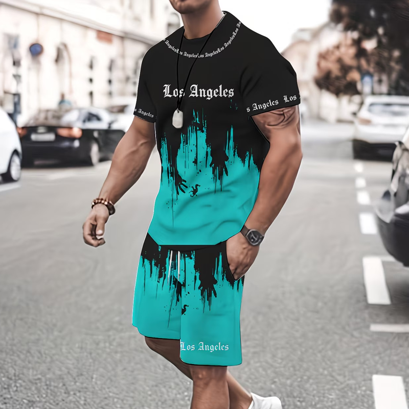 👕 60% DE RÉDUCTION EN CE MOMENT ! 🔥 Ensemble t-shirt et short à imprimé graphique pour homme – Tissu doux, design audacieux, idéal pour les journées d'été ☀️