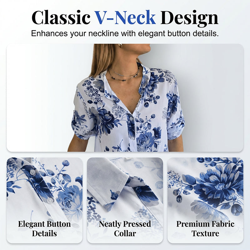 Chemise à imprimé floral boutonnée pour femme