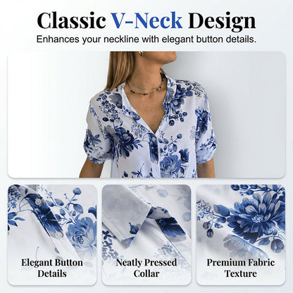 Chemise à imprimé floral boutonnée pour femme