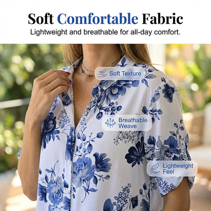 Chemise à imprimé floral boutonnée pour femme