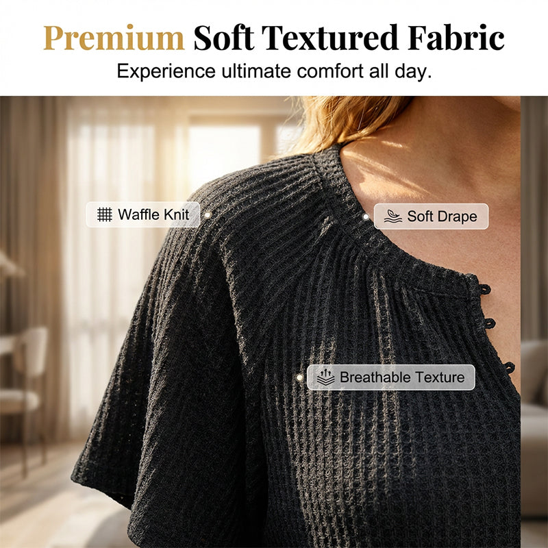 Combishort Femme en Maille Texturée à Manches Courtes