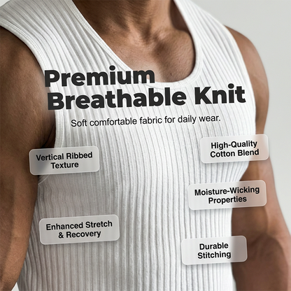 👕 PROMO LIMITÉE 50% DE RÉDUCTION ! 🏃 Débardeur Homme Slim en Maille Côtelée – Respirant, Coupe Athlétique & Épaules Larges ✨