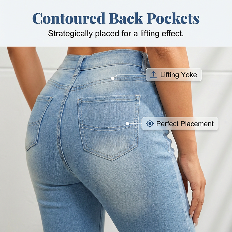 Jean capri slim taille haute pour femme