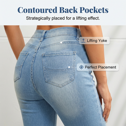 Jean capri slim taille haute pour femme