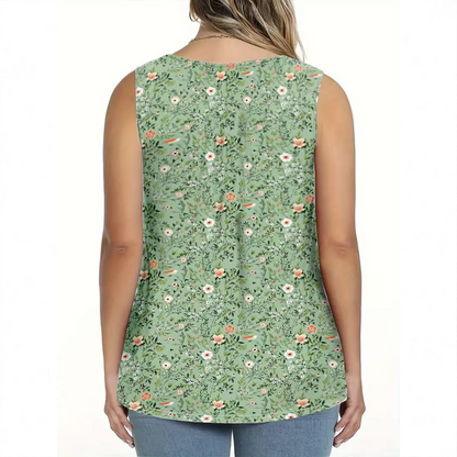 📢📢50 % de réduction !! ⏰Haut sans manches imprimé à boutons pour femme
