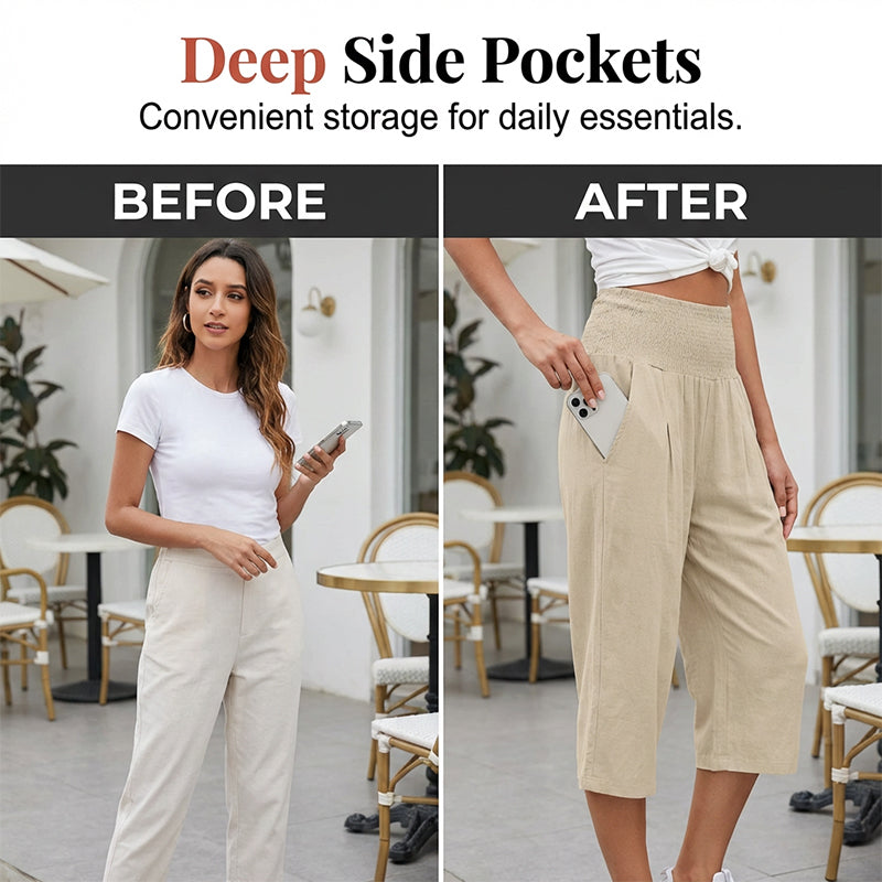【S-3XL】🍂Pantalon court pour femme, léger et à taille élastiquée