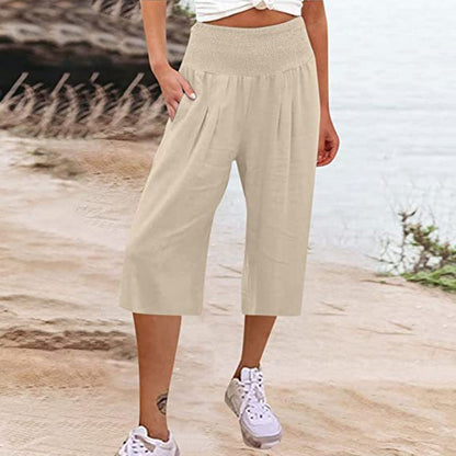 【S-3XL】🍂Pantalon court pour femme, léger et à taille élastiquée