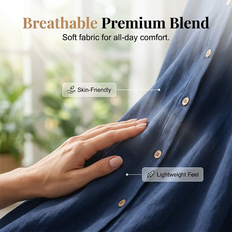 🌸 Robe-chemise à manches courtes et col boutonné pour femme — Un incontournable de votre nouvelle garde-robe ✨
