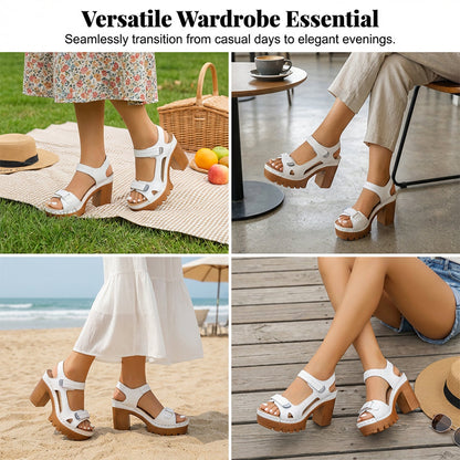 💐PROMO -50% !🌊Sandales à Plateforme avec Boucles Velcro Réglables – Confort Optimal, Semelle Antidérapante (5 Couleurs, 35-43)