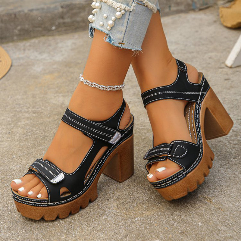 💐PROMO -50% !🌊Sandales à Plateforme avec Boucles Velcro Réglables – Confort Optimal, Semelle Antidérapante (5 Couleurs, 35-43)