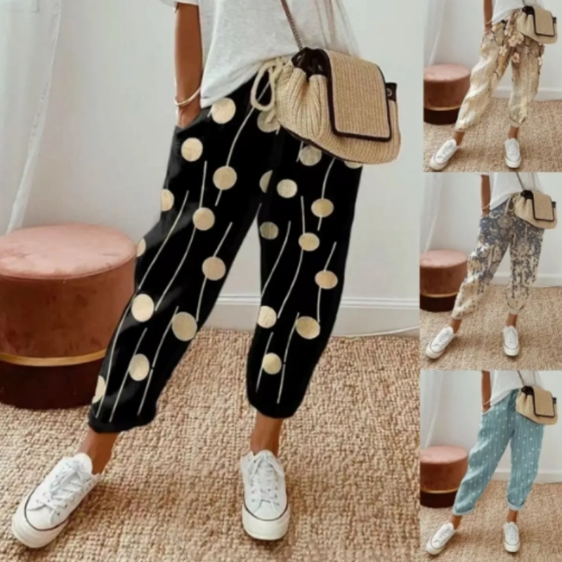 Pantalon décontracté imprimé multicolore pour femme