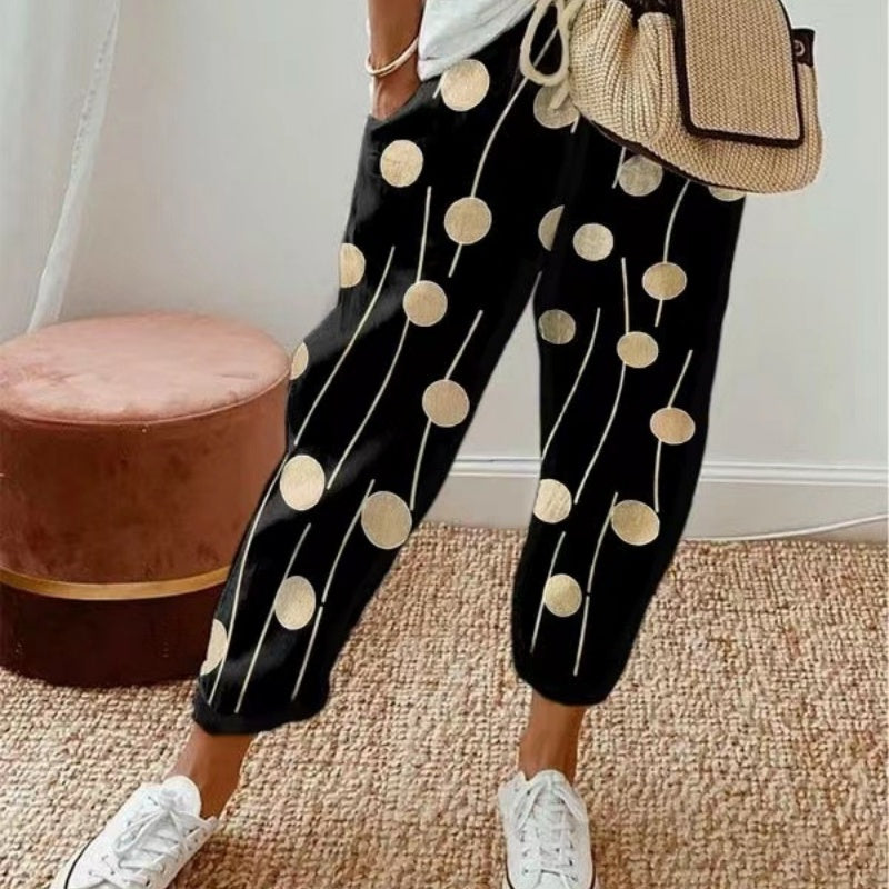 Pantalon décontracté imprimé multicolore pour femme
