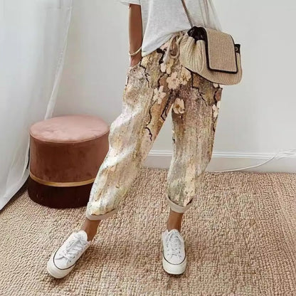 Pantalon décontracté imprimé multicolore pour femme