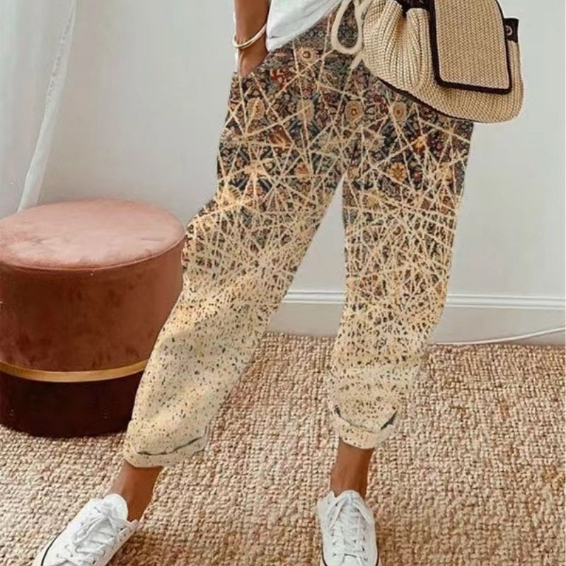 Pantalon décontracté imprimé multicolore pour femme