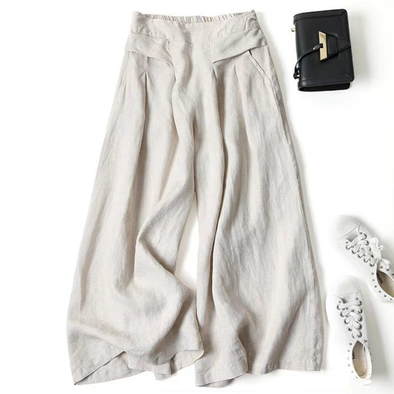 📢📢50 % de réduction !! ⏰Pantalon large en coton et lin pour femme
