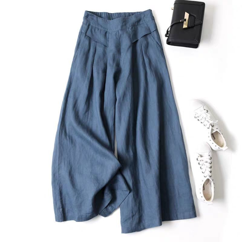 📢📢50 % de réduction !! ⏰Pantalon large en coton et lin pour femme