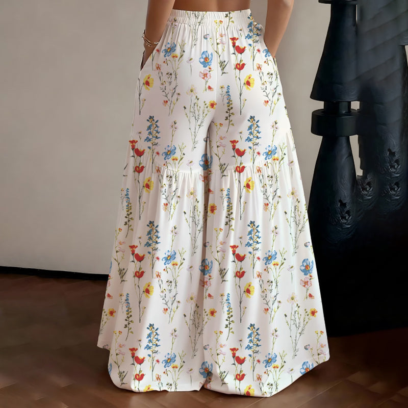 Pantalon large à imprimé floral pour femme