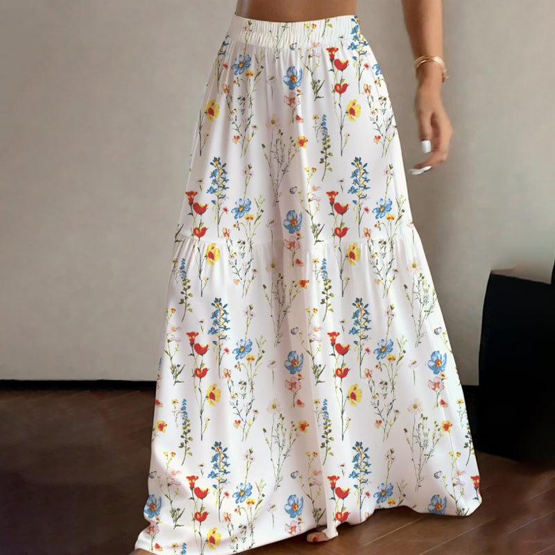 Pantalon large à imprimé floral pour femme