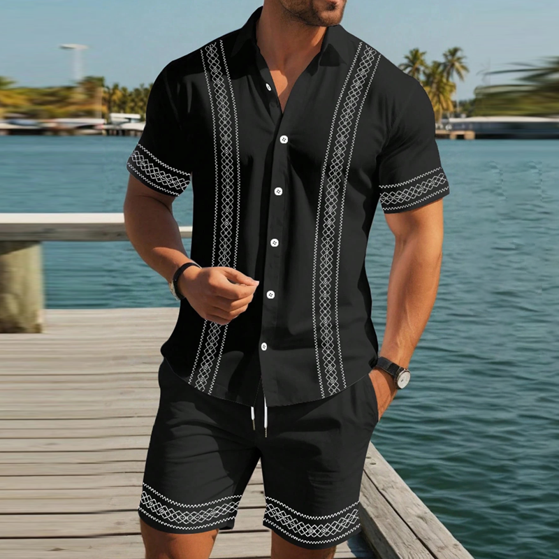 👕 50% DE RÉDUCTION! 🌸 Ensemble Haut & Short pour Homme avec Imprimé Floral – Manches Courtes, Tissu Léger & Parfait Pour Les Journées Chaudes ☀️