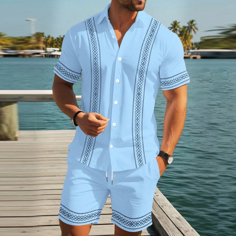 👕 50% DE RÉDUCTION! 🌸 Ensemble Haut & Short pour Homme avec Imprimé Floral – Manches Courtes, Tissu Léger & Parfait Pour Les Journées Chaudes ☀️